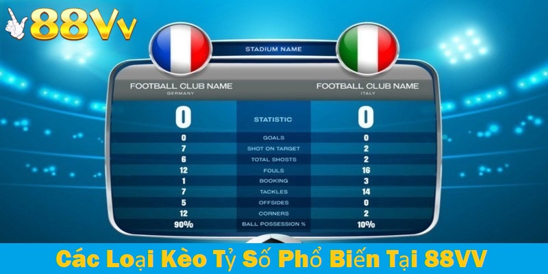 Có rất nhiều dạng kèo tỷ số khác nhau tại nhà cái 88VV